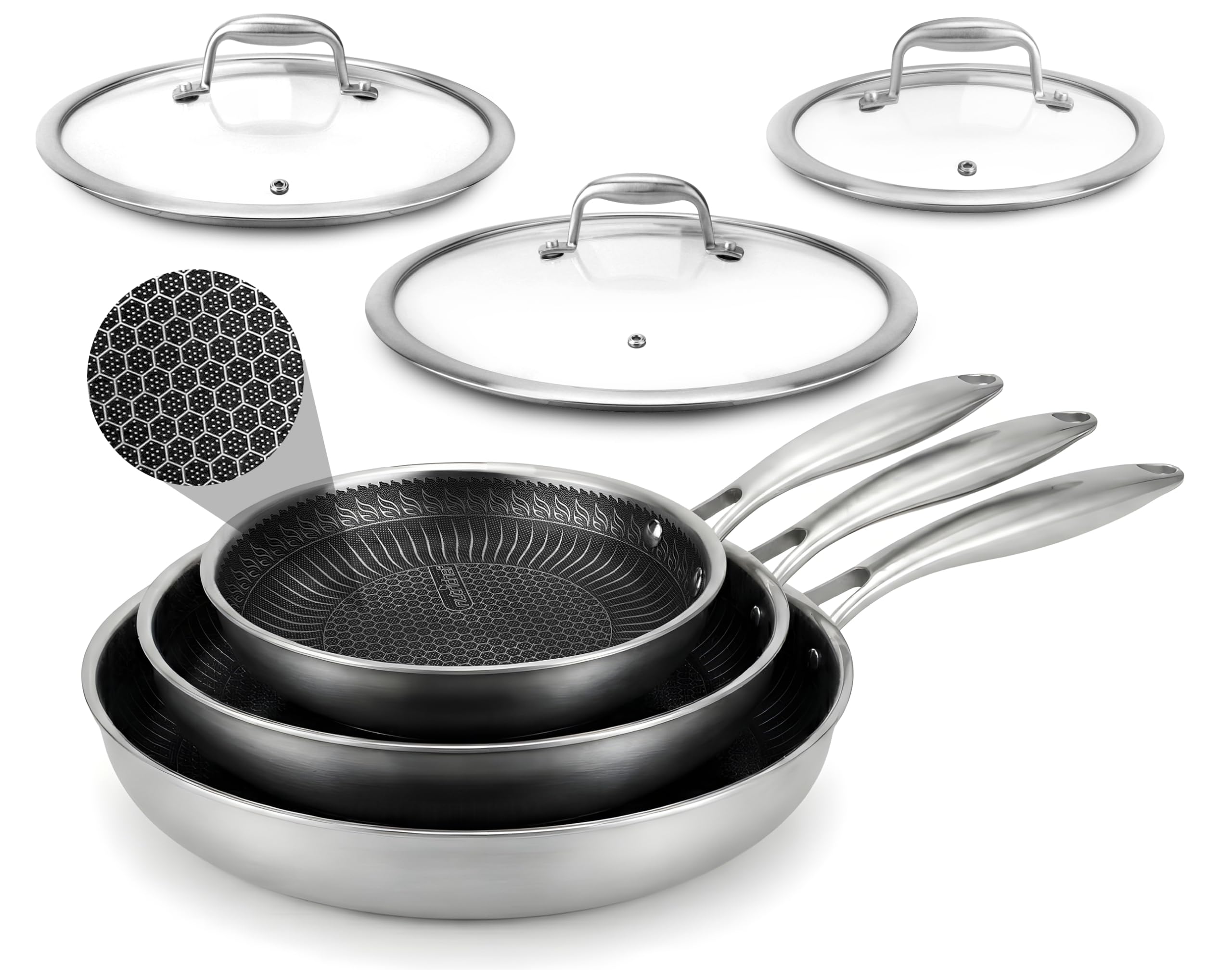 Amazon.com: NutriChef 6-Piece Tri-Ply Stainless Steel Frying Pan